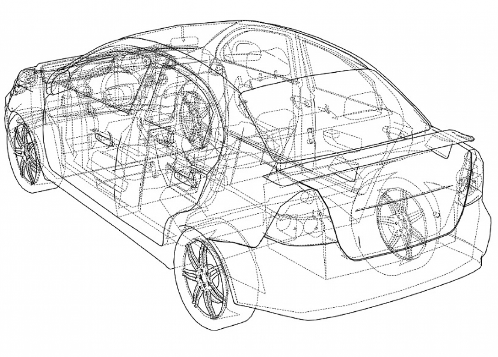 Technical drawing of car.
