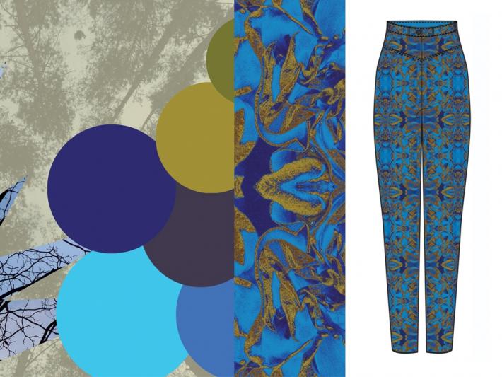 Colors and patterns for a pant.